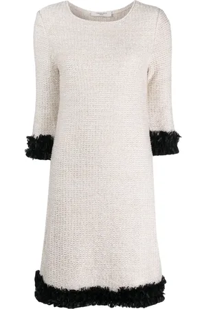 CHARLOTT Contrasting-trim bouclé flared dress