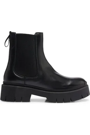 HUGO BOSS Logo pull-tab leather boots