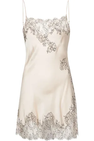 CARINE GILSON Lace-trim silk slip dress