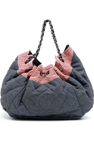 CHANEL 2009-2010 diamond-quilted CC stitch denim shoulder bag