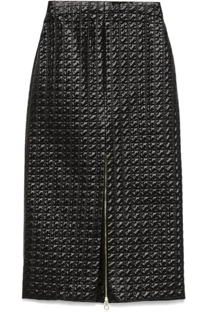 Patou Zip-up quilted midi skirt