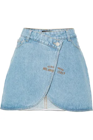 GCDS Logo-embroidered mini denim skirt