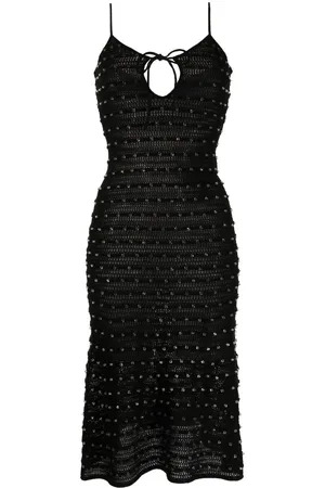Self-Portrait Bead-embellished knitted midi-dress
