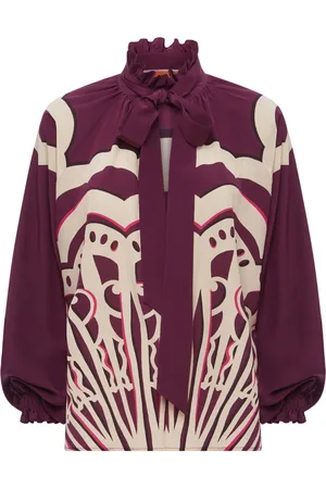 La DoubleJ Cerere geometric-print silk blouse