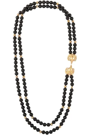 Kenneth Jay Lane 1980s ram-motif beaded necklace