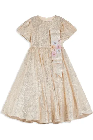 Eirene Floral-appliqu?? metallic-effect dress