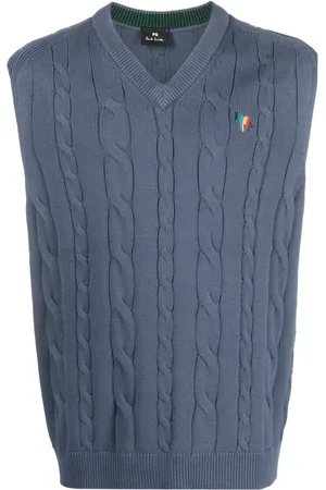Paul Smith Logo-embroidered cable-knit vest
