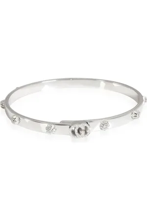 Gucci 18kt white gold logo diamond bangle