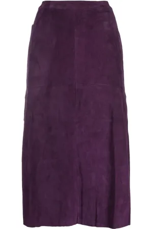 Paula Panelled suede midi skirt