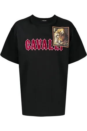 Roberto Cavalli Tiger patch logo-lettering T-shirt