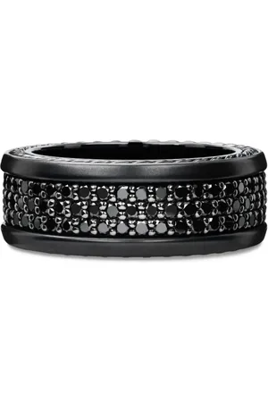 David Yurman Sterling silver Streamline Three Row diamond band ring (8.5mm)