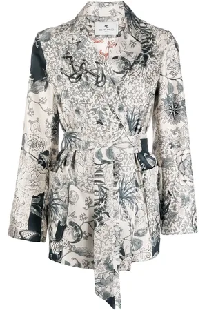 Etro Graphic-print belted silk jacket