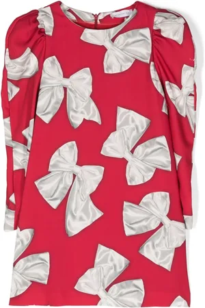 MONNALISA Bow-print cotton-blend dress