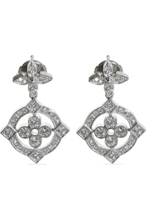 LOUIS VUITTON 18kt white gold Dentelle diamond drop earrings