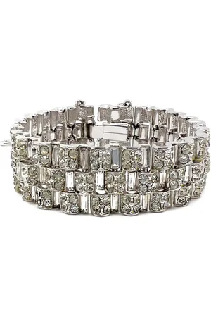 JENNIFER GIBSON JEWELLERY Vintage Deco Style Crystal Tank Track Bracelet 1950s