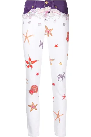 VERSACE Sea life print low-rise skinny jeans