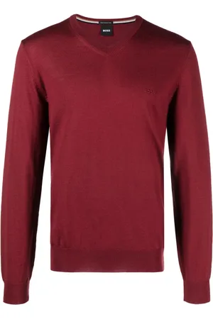 HUGO BOSS Logo-embroidered V-neck jumper