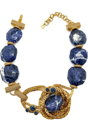 JENNIFER GIBSON JEWELLERY Vintage Christian Dior Runway Blue Marble Collar 1990s