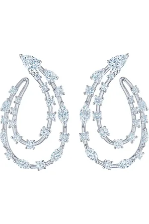 Kwiat 18kt white gold diamond Starry Night two-row sideways hoop earrings