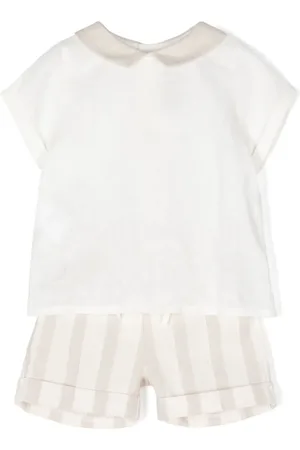 LA STUPENDERIA Striped linen shorts set