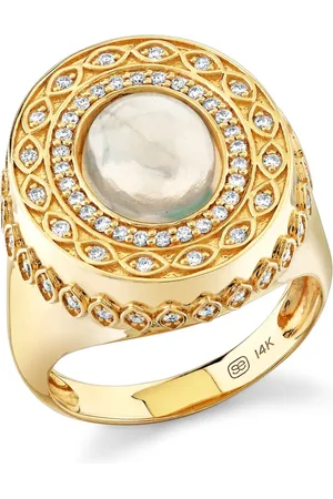Sydney Evan 14kt yellow Marquise Eye diamond signet ring