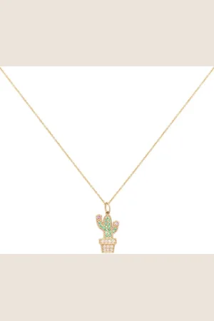 Sydney Evan 14kt yellow cactus charm necklace