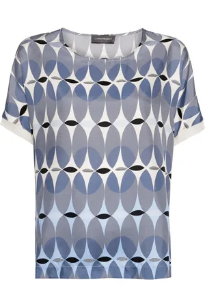 LORENA ANTONIAZZI Geometric-print silk T-shirt