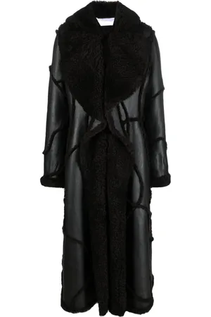 Chloé Shearling-trim leather coat