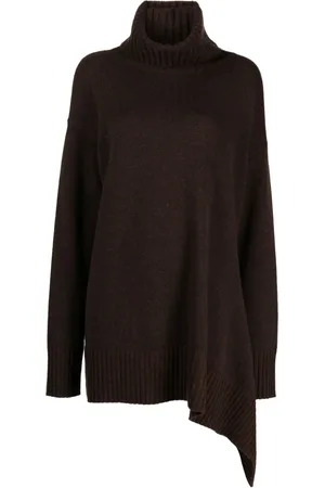 ZIGGY CHEN Roll-neck asymmetric wool jumper