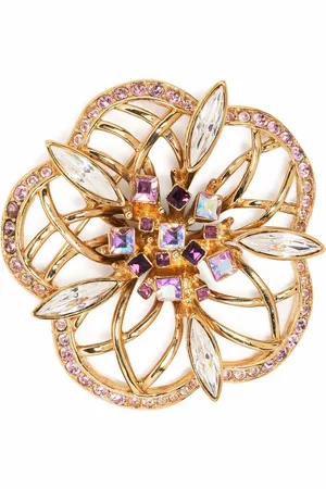 Givenchy 1970s crystal-embellished flower brooch