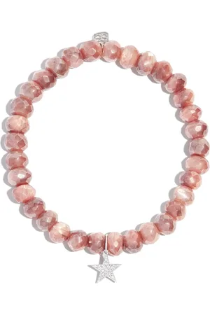 Sydney Evan 14kt white gold star charm beaded bracelet