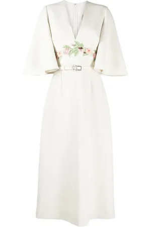 Elie saab Floral-appliqu?? midi dress