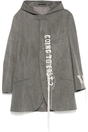 YOHJI YAMAMOTO Logo-print wool hooded jacket