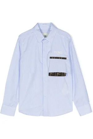 Fendi Embroidered-logo striped shirt