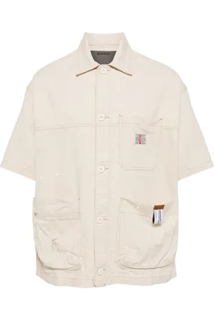 Musium Div. Paint-splatter detail denim shirt