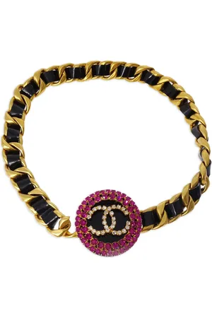 CHANEL 1995 rhinestone-embellished CC-logo belt