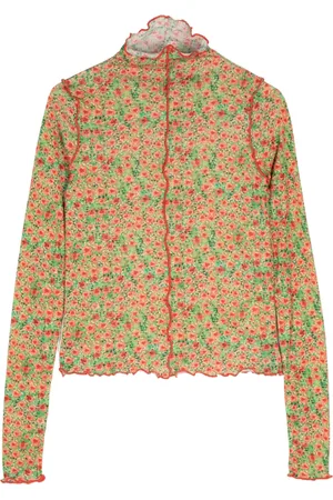 SIEDRES Floral-print lettuce-hem top