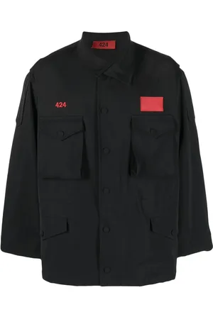 424 FAIRFAX Asymmetric logo-patch shirt jacket