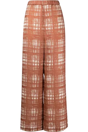 Maison Mihara Yasuhiro Random check-print gather trousers