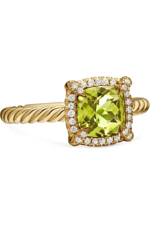 David Yurman 18kt yellow Petite Chatelaine peridot and diamond ring (7mm)