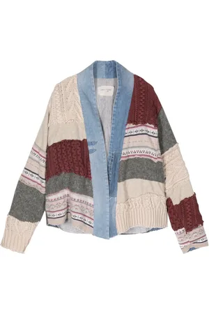 GREG LAUREN Denim-trimmed patchwork cardigan