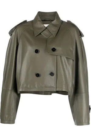 Closed Cropped leather trench jacket