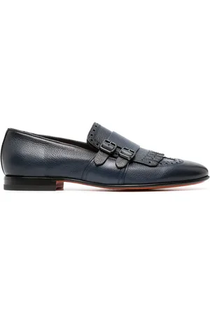 santoni Decorative-stitching leather monk shoes