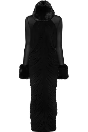 MAGDA BUTRYM Faux-fur trim maxi dress