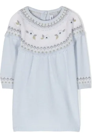 Tartine Et Chocolat Floral-embroidered crochet-trim dress