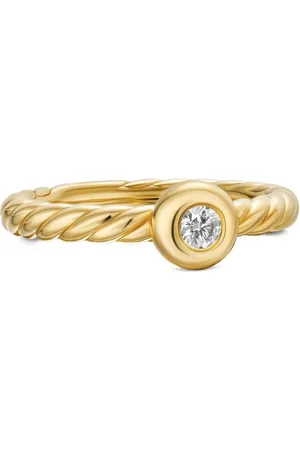 David Yurman 18kt yellow Petite Cable diamond ring (2.8mm)