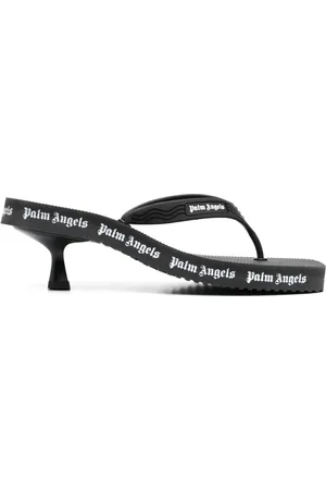 Palm Angels Logo-print heeled flip flops
