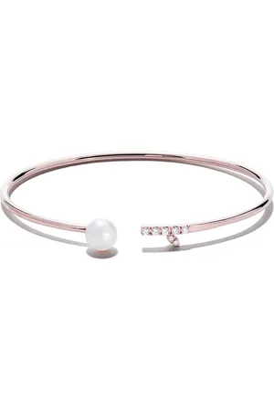 Tasaki 18kt rose Collection Line Akoya pearl and diamond bangle