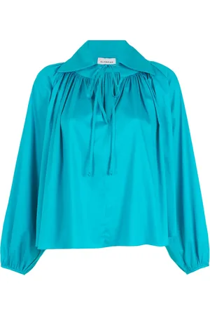 Olympiah Gathered-detail long-sleeved blouse