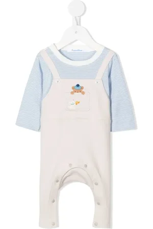 Familiar Teddy-embroidered dungarees set